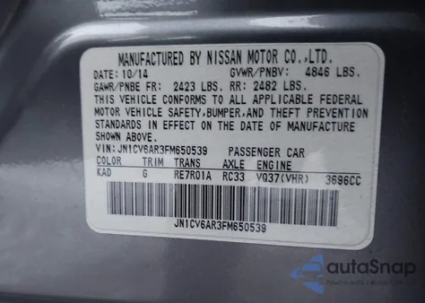 2015 Infiniti Q40 из США, поврежденный, VIN JN1CV6AR3FM650539